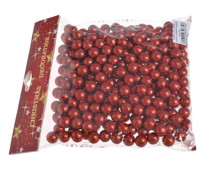 Dekorační kuličky červené s glitry 10 mm 250 kusů - Canea – Bexis.cz