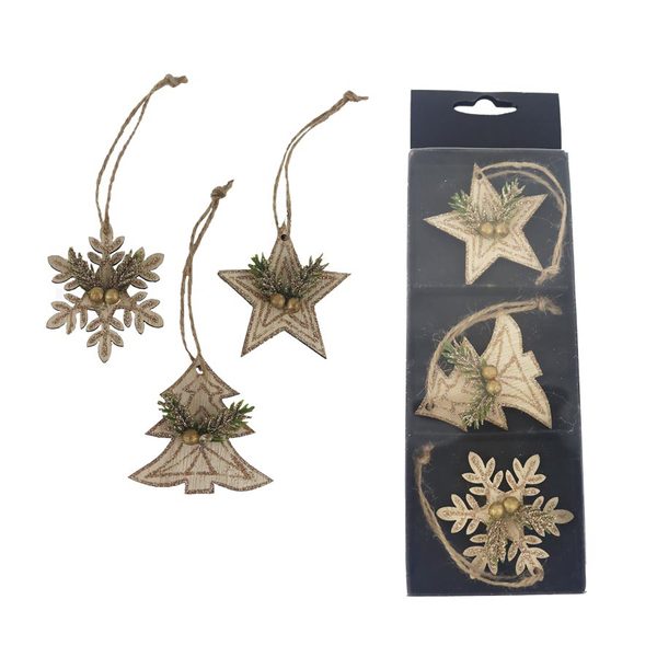 Vánoční dekorace k zavěšení, 3 ks D7523 - 6 cm