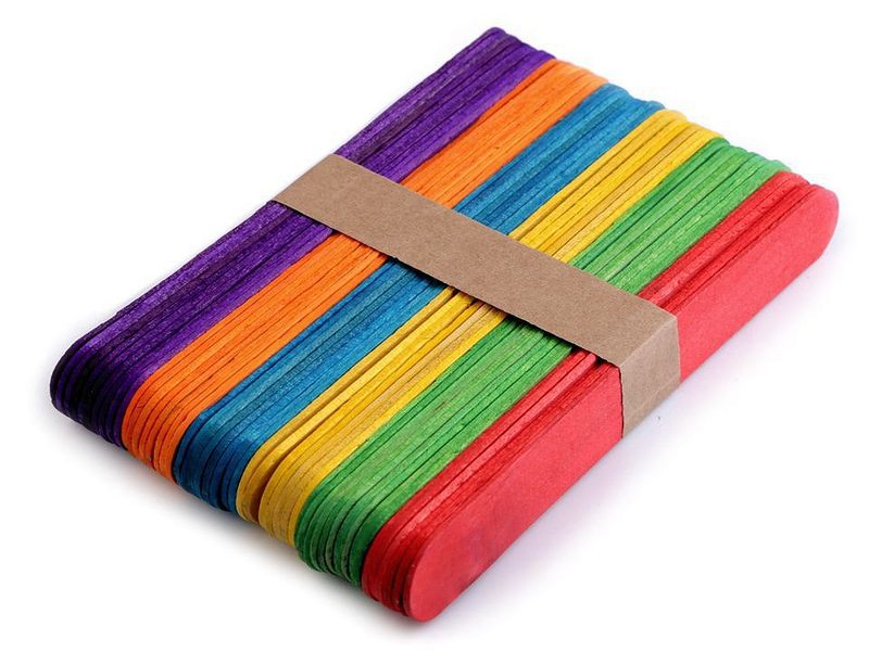 Dřevěné špachtle barevné 1,8x15 cm 50 kusů - Galanterka – Bexis.cz