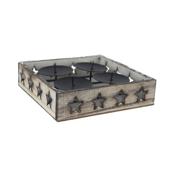 Adventní svícen s hvězdičkami D7416/2 - 25x25x5cm