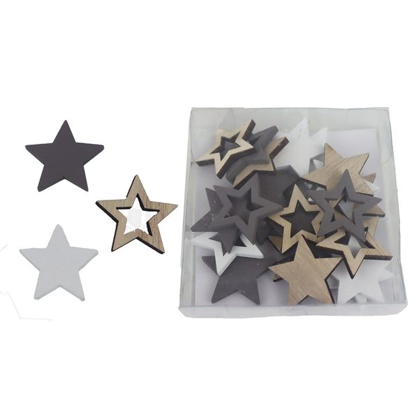 Dekorace hvězdičky, 24 ks D6422 - 3,4 x 3,4 x 0,3 cm