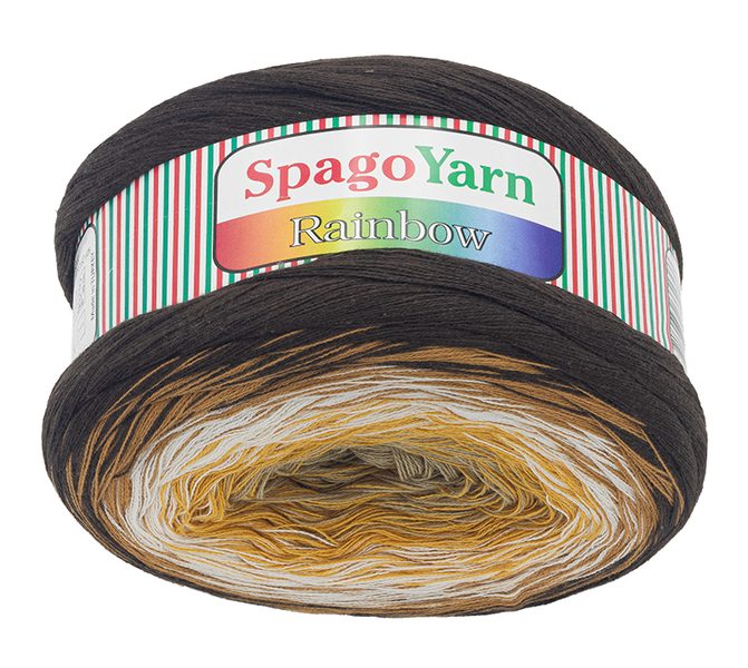 Příze SpagoYarn Rainbow Hnědá,Béžová,Hořčicová,Bílá 3 250g / 1000 m