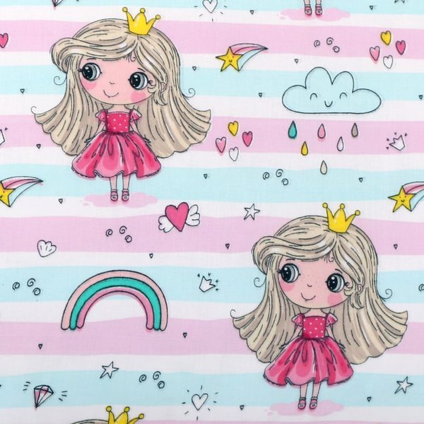 Látka - Bavlna Růžová,Modrá,Bílá 48/090 šířka 160 cm