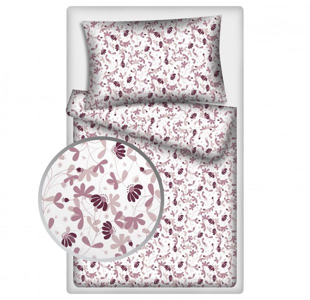 Povlečení hladká bavlna LUX - Kytičky fialové 140x200 + 70x90 cm