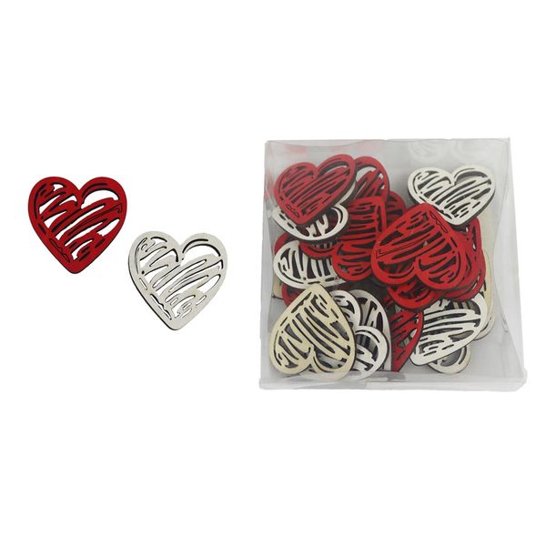 Dekorace srdce, 24 ks D6027 - 3,5 × 3,5 × 0,3 cm
