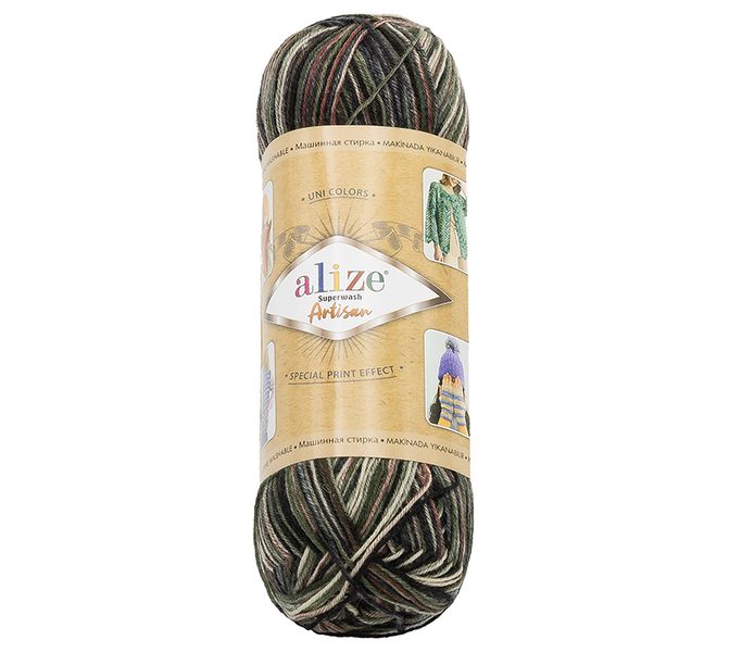 Příze ARTISAN Šedá,Černá,Khaki 9014 100g / 420 m