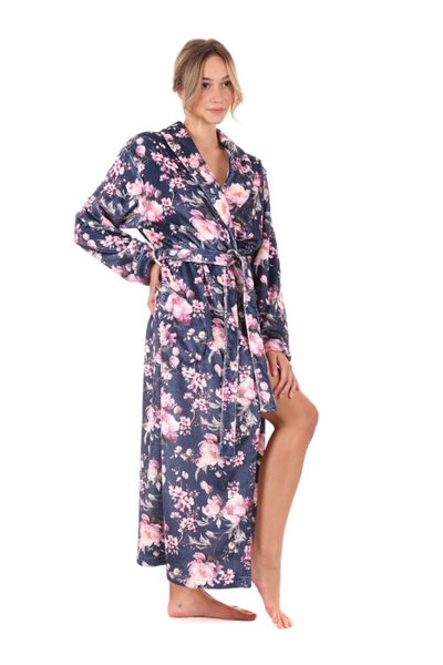 Dámský květinový župan TOYA modrá 21 26 0009