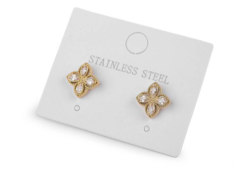 Náušnice z nerezové oceli s broušenými kamínky květy