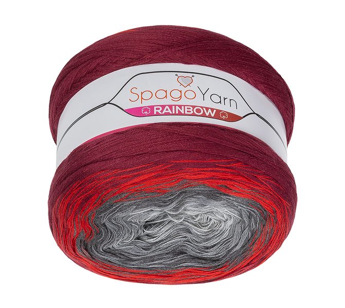 Příze SpagoYarn Rainbow Šedá,Červená,Vínová 15 250g / 1000 m