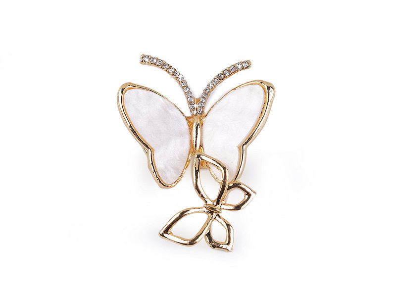 Brož s broušenými kamínky motýli