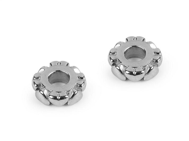 Korálek rondelka z nerezové oceli se srdíčkem Ø12 mm