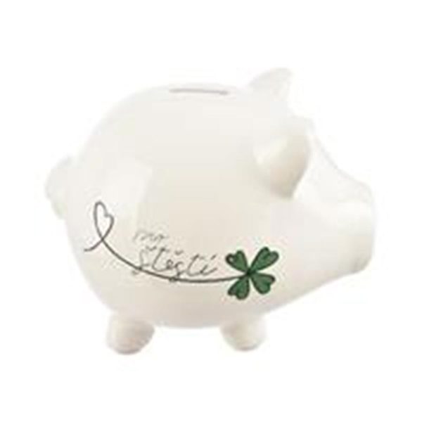 Pokladnička ker. Pro štěstí bílá 20x14x16,5 cm