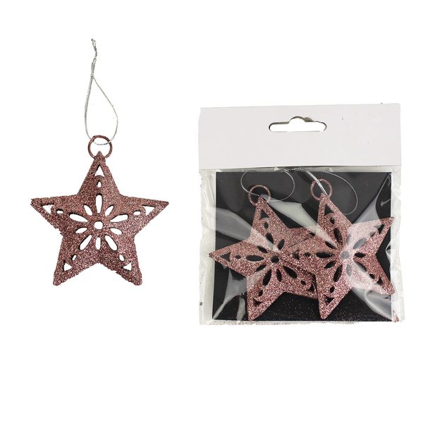 Ozdoba hvězda, 2ks K1095/R - dia 7 x 1,5 cm