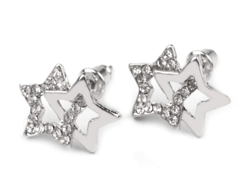 Kovové Náušnice s Broušenými Kamínky - Luxusní Design