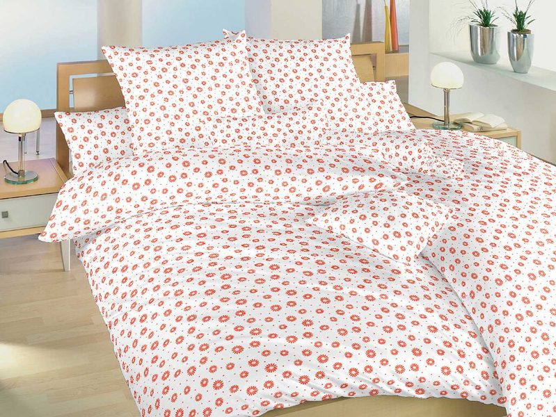 Krepové povlečení Anežka lososové na bílém podkladu 140x200, 70x90 cm{% if zbozi.vyrobce.nazev %} – Dadka{% endif %} – Bexis.cz