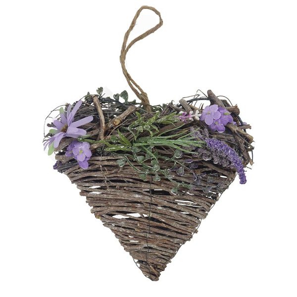 Dekorační srdce k zavěšení fialové P2008 - 20 cm