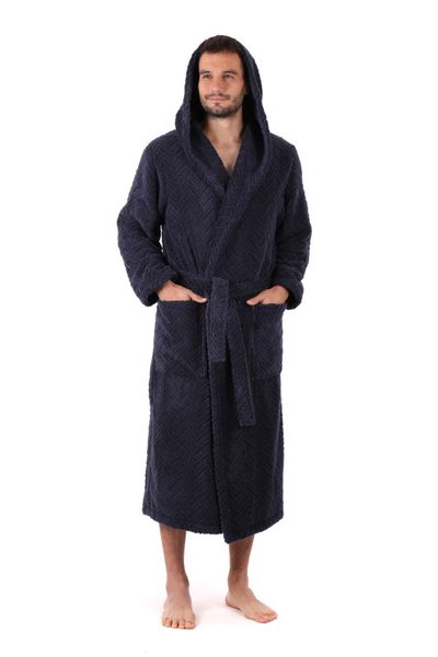 Bavlněný župan Athena s kapucí tmavě modrá 31 16 5952 unisex