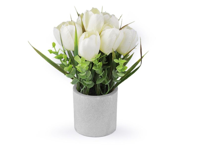 Umělé tulipány v květináči 22 cm