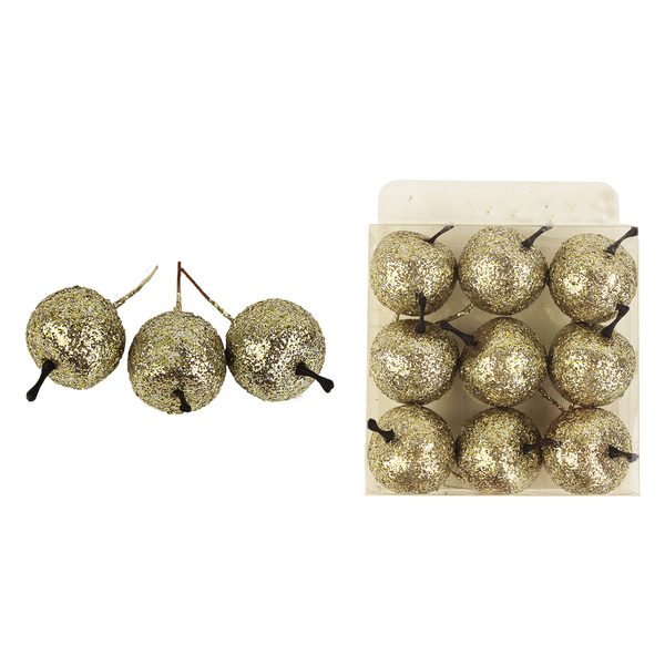 Dekorace jablko, 9ks X1667/CH - dia 3,2 x 3,5/8 cm