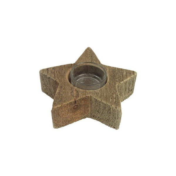 Dřevěný svícen - hvězda D3248 - 13 x13 x 4 cm