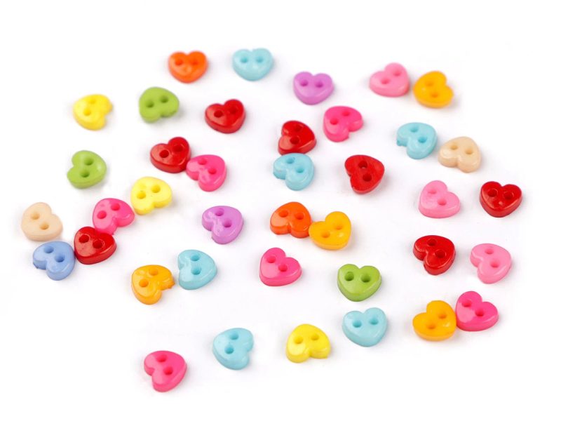 Mini knoflík pro panenky, postavičky Ø6 mm / srdce, hvězda, květ 100 kusů