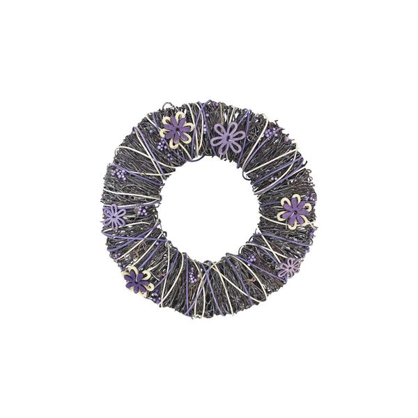 Věnec s dekoracemi fialový P1153/1 - 23,5 cm