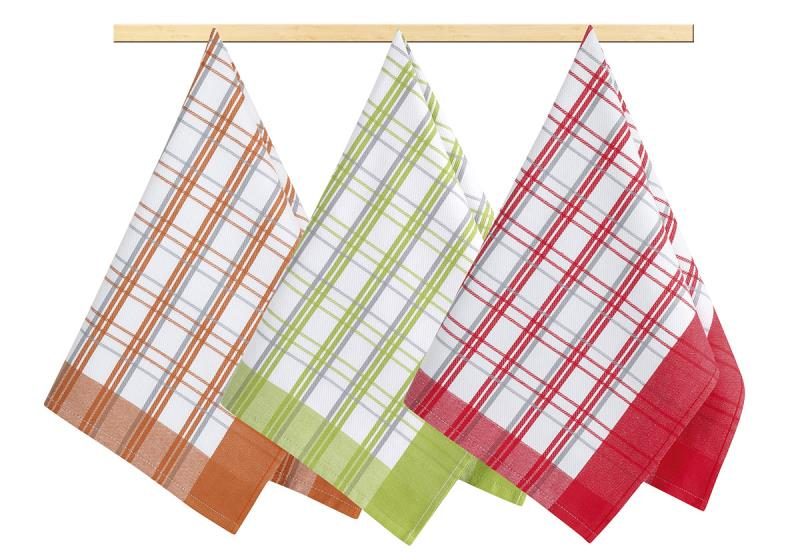 Kuchyňské utěrky - sada 3 kusů Červená,Zelená,Vínová 174 50x70 cm