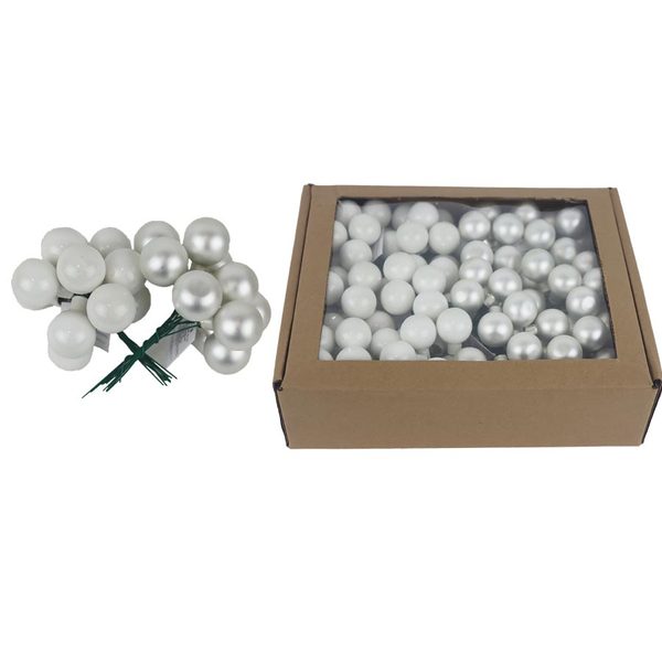 Skleněné baňky na drátku perleťová, pr.2,5 cm, S0571-26/BOX 144 ks - 2,5 cm