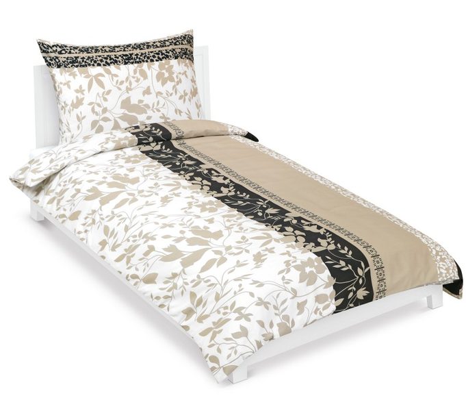 Povlečení bavlněné s hotelovou kapsou Béžová,Černá 190/927