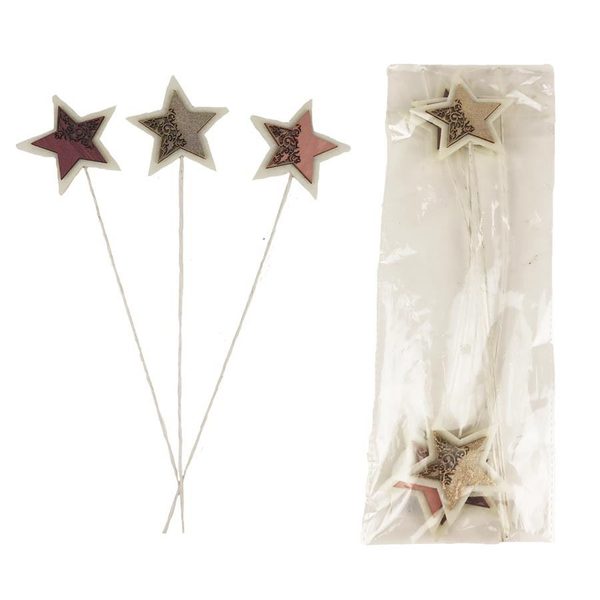 Zápich hvězda, 6 ks D4594 - 6 x 0,5 x 6 / 27,5 cm