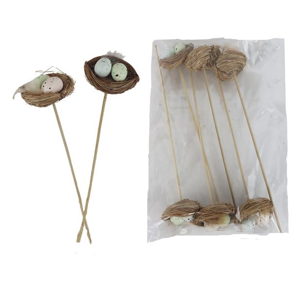 Zápich hnízdo s vajíčky, 6 ks P2383 - 26*20*6CM