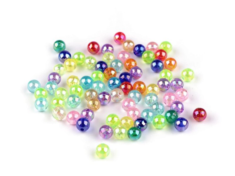 Plastové korálky s AB efektem Ø6 a 8 mm 10 g