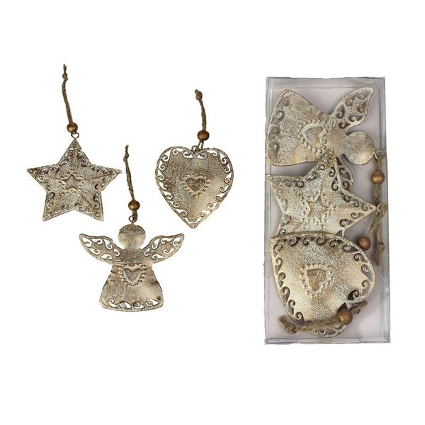 Vánoční ozdoby, 3ks K1945 - 6 - 7,5 x 0,6 x 6,5 - 7,5 cm