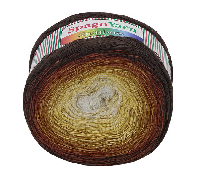 Příze SpagoYarn Rainbow Bílá,Žlutá,Hnědá,Hnědá 7 250g / 1000 m