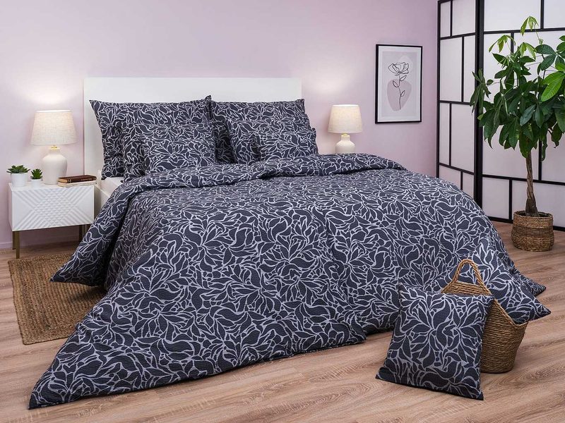 Krepové povlečení Sorat tmavě šedý 140x200, 70x90 cm - Dadka – Bexis.cz