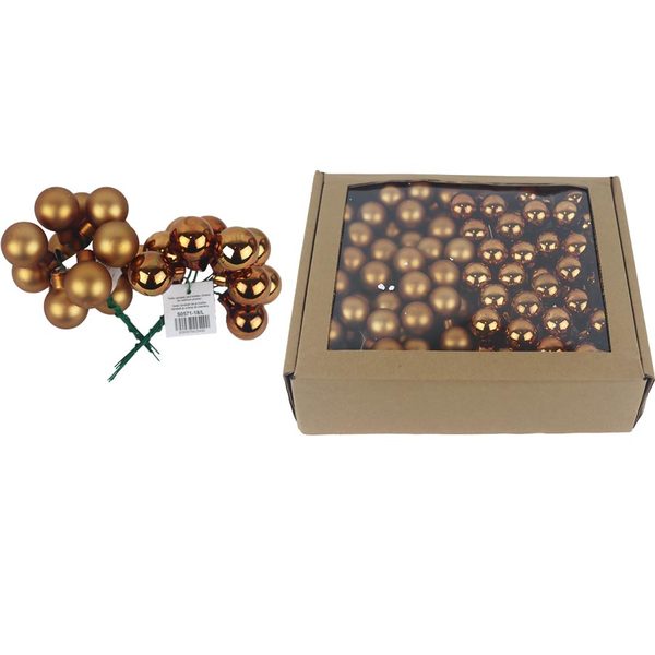 Skleněné baňky na drátku hnědé, pr.2,5 cm, S0571-18/BOX 144 ks - 2,5 cm