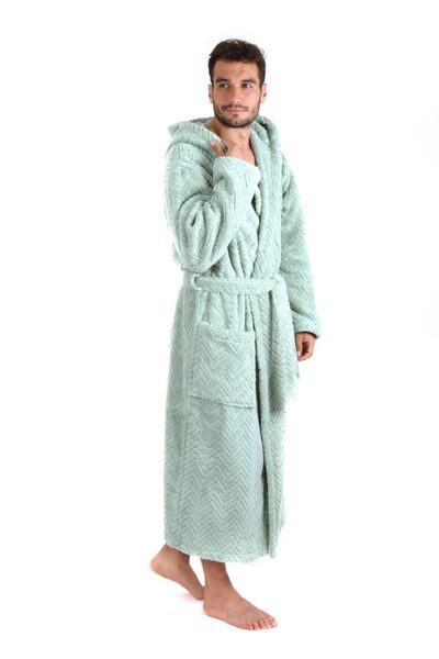 Bavlněný župan Athena s kapucí olivová 31 16 6251