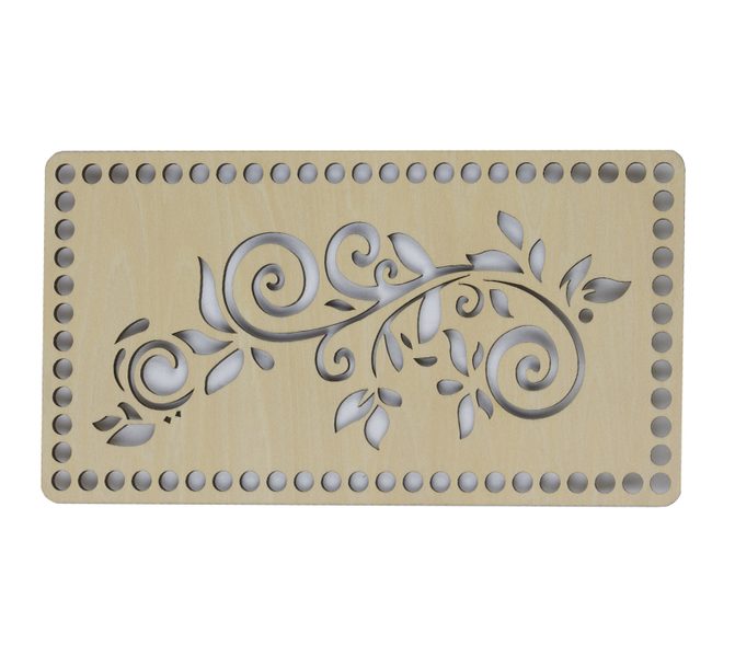 Dno - víko překližkové Natur obdélník s květinou 26x14 cm / otvory 8 mm