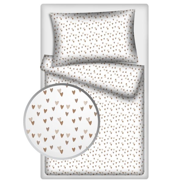 Povlečení hladká bavlna LUX - Hnědá srdce 140×200 + 70×90 cm - Olzatex – Bexis.cz
