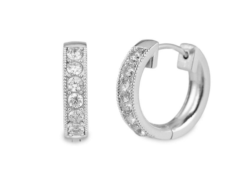 Náušnice z nerezové oceli kroužky s broušenými kamínky