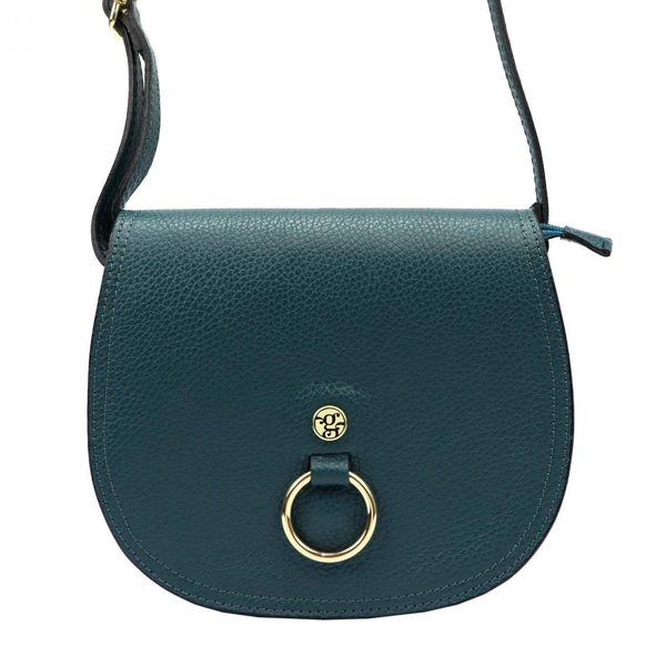GREGORIO Kožená dámská crossbody kabelka petrolejová modrá