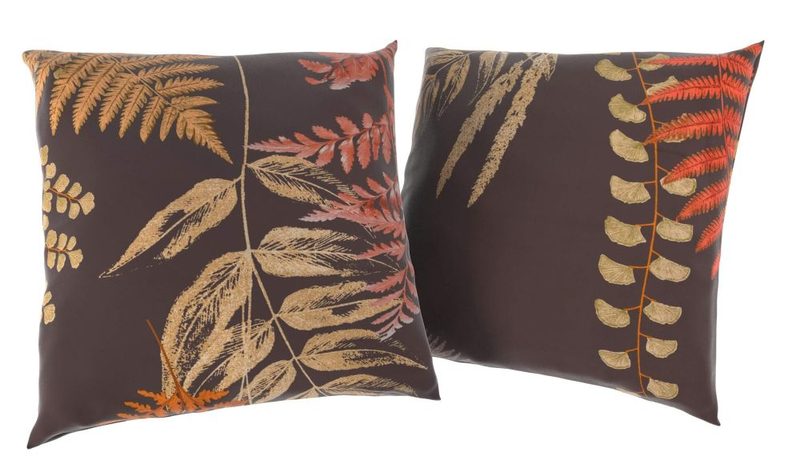 Sada 2 povlaků na polštář bavlněný satén KAPRADÍ hnědé