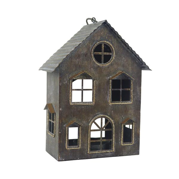 Dekorační svícen domek K4408 - 17.5 × 14 × 7.5 cm