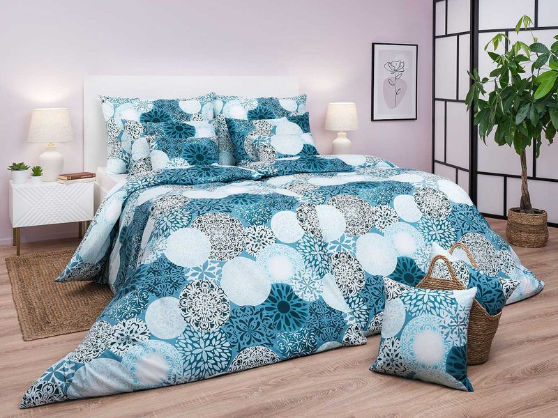 Krepové povlečení Mandala mentolové 140x200, 70x90 cm{% if zbozi.vyrobce.nazev %} – Dadka{% endif %} – Bexis.cz