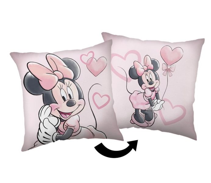 Mikroplyšový polštářek Minnie Pink heart 02 Polyester, 1x35/35 cm - Jerry Fabrics – Bexis.cz