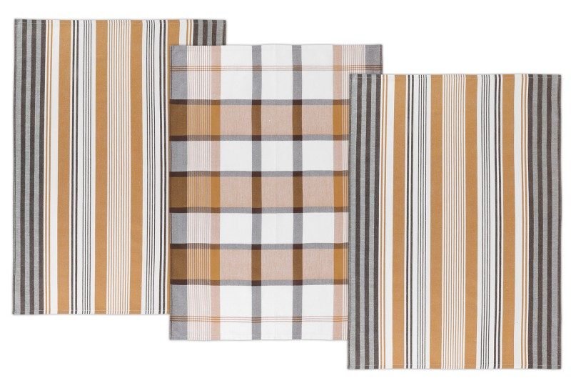 Kuchyňské utěrky - sada 3 kusů Hnědá,Hořčicová,Bílá 173 50x70 cm