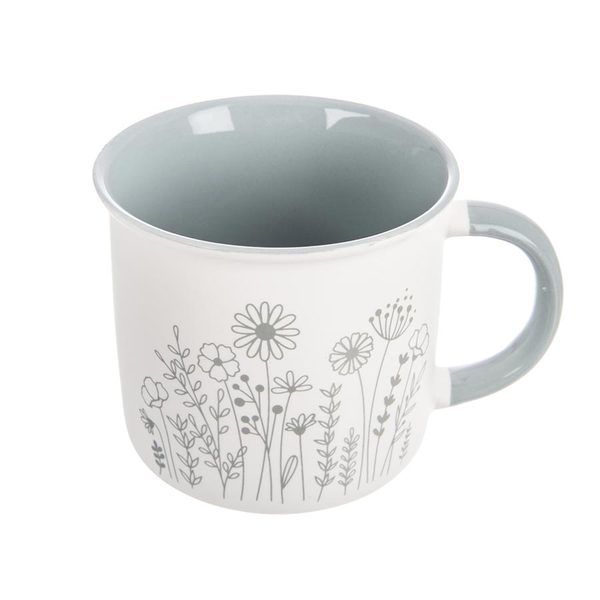 Hrnek porcelánový KVĚT 400 ml zelenkavá O0482-15