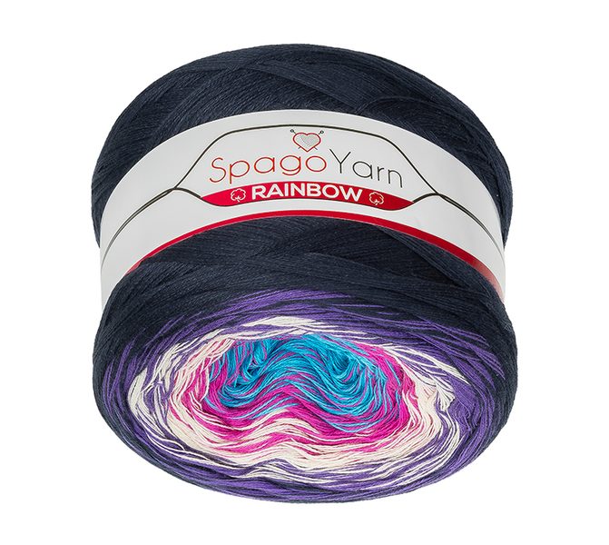 Příze SpagoYarn Rainbow Fialová,Růžová,Tyrkysová 9 250g / 1000 m