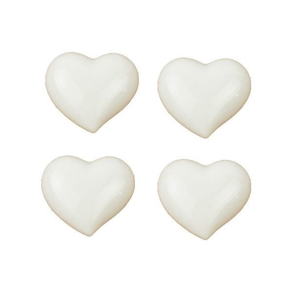 Srdíčko bílé, sada 4 kusy X1302-01 - 4,4 x 2,5 x 4 cm
