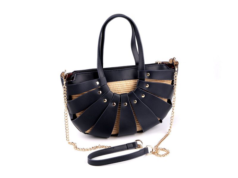 Letní kabelka se slámovou strukturou 35x20 cm